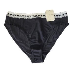 FREE PEOPLE Women's M Bikini Panties Black White Lace Ribbon Mesh NEW